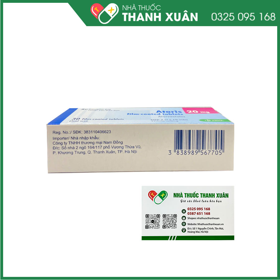 Thuốc Atoris 20mg điều trị rối loạn mỡ máu nguyên phát và rối loạn lipid máu hỗn hợp